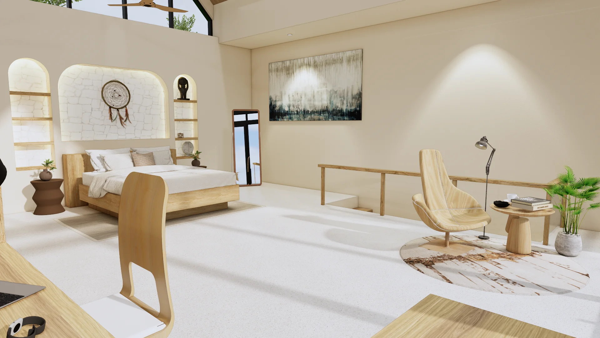 Luxury villa open-plan living room with tropical modern design